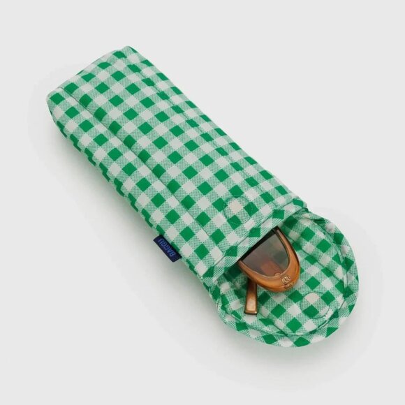 NWT BAGGU Puffy Glasses Sleeve - Green Gingham - Picture 3 of 3
